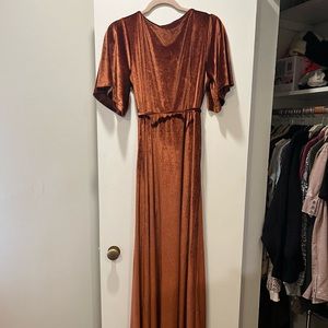 Meghan Velvet Wrap Maxi Dress in gorgeous bronze velvet